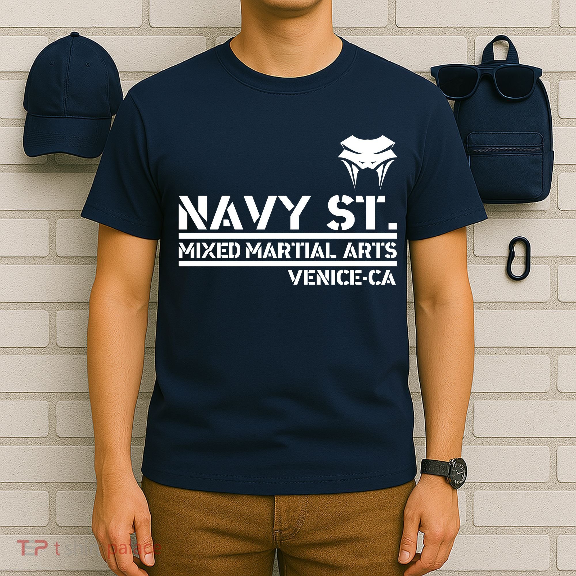 Navy St Mix Martial Arts Venice California Snake Logo T-Shirt