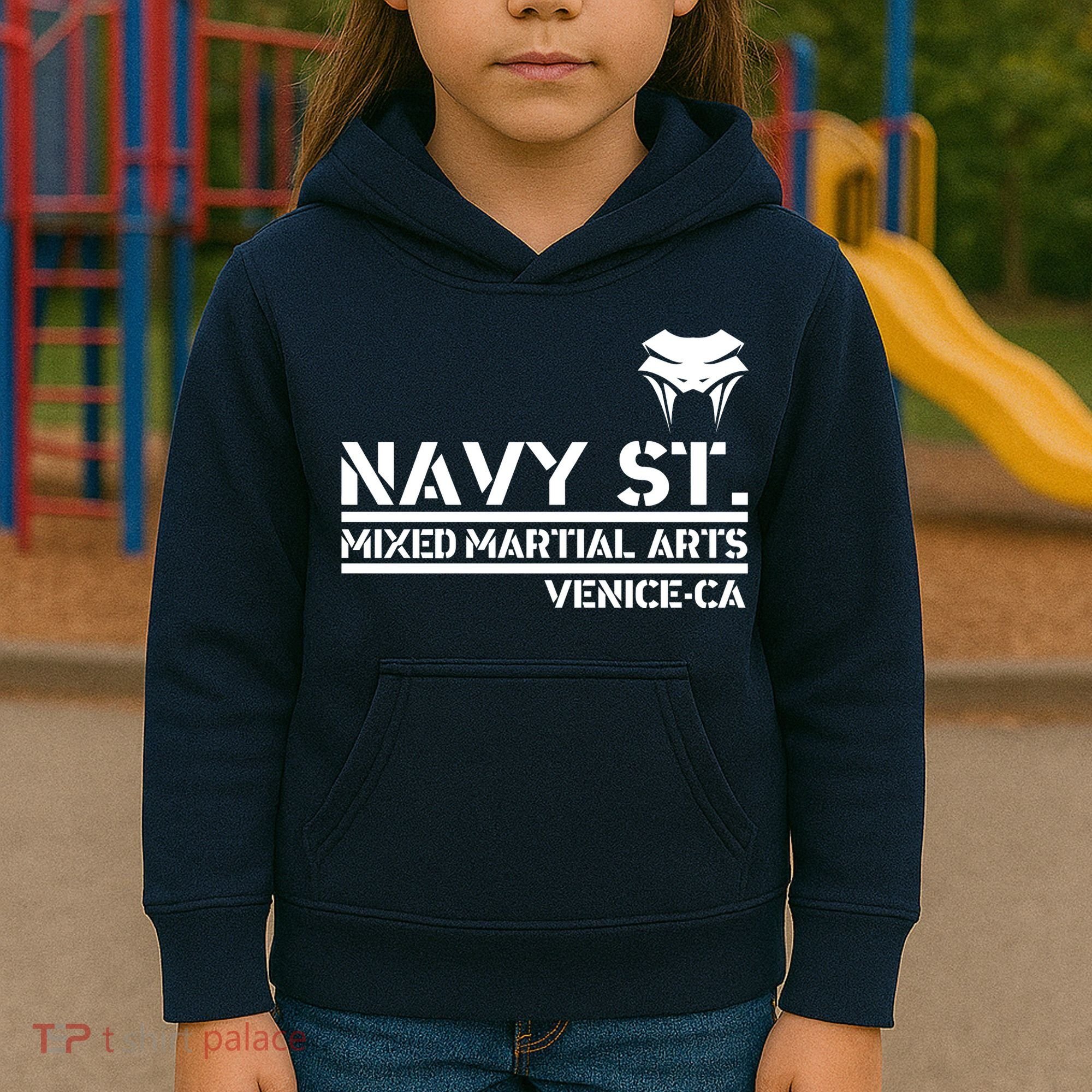 Navy St Mix Martial Arts Venice California Snake Logo Kids Hoodie