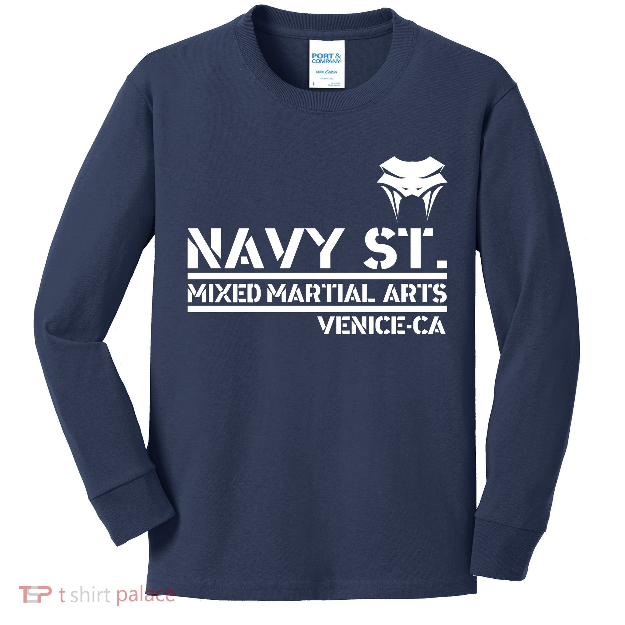 Navy St Mix Martial Arts Venice California Snake Logo Kids Long Sleeve Shirt