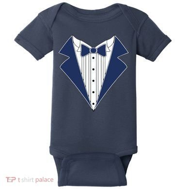 Navy Tux Tuxedo Baby Bodysuit