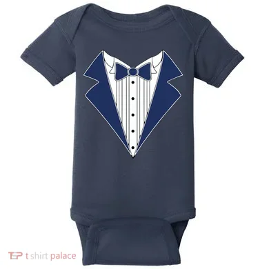 Navy Tux Tuxedo Baby Bodysuit
