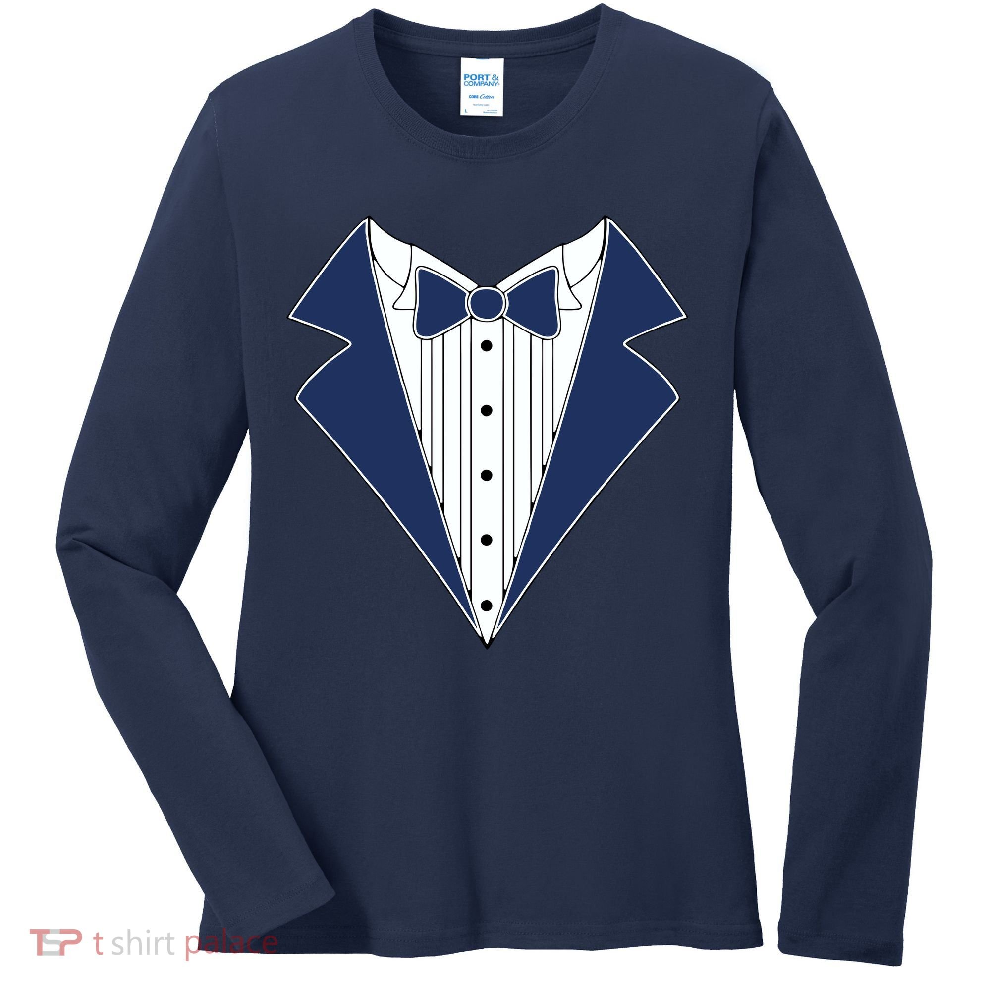 Navy Tux Tuxedo Women's Long Sleeve Shirt
