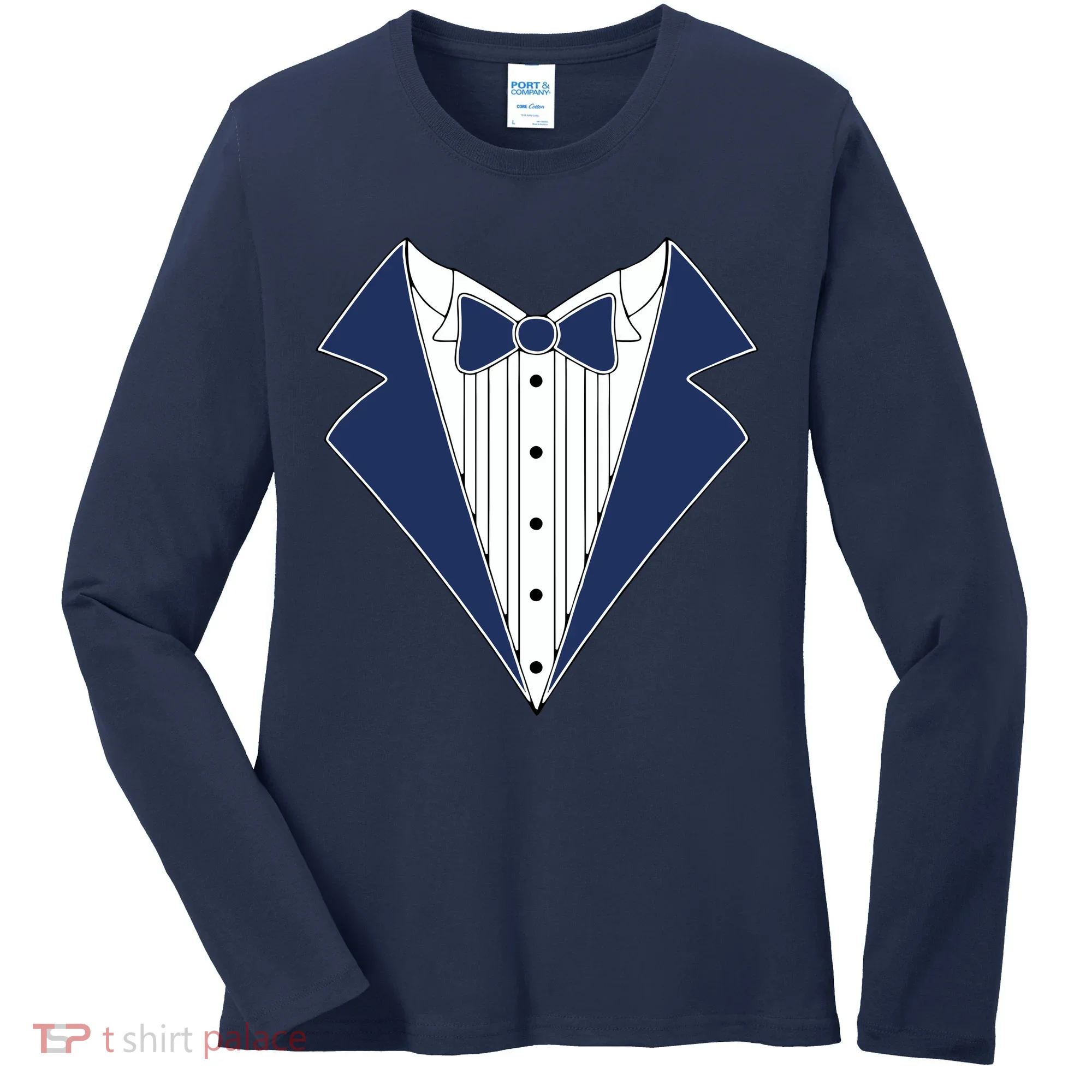 Navy Tux Tuxedo Women's Long Sleeve Shirt