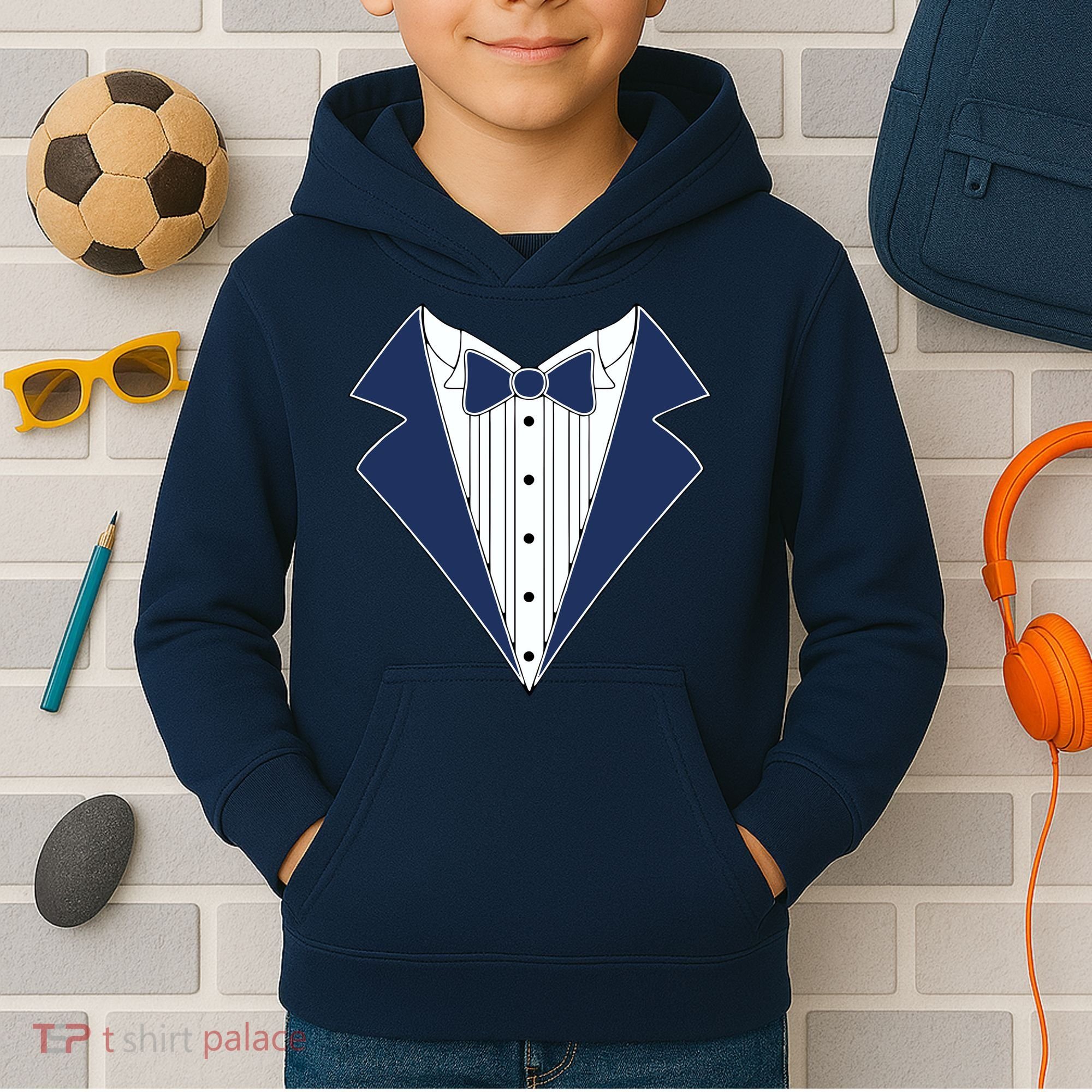 Navy Tux Tuxedo Kids Hoodie