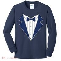 Navy Tux Tuxedo Kids Long Sleeve Shirt thumb 0