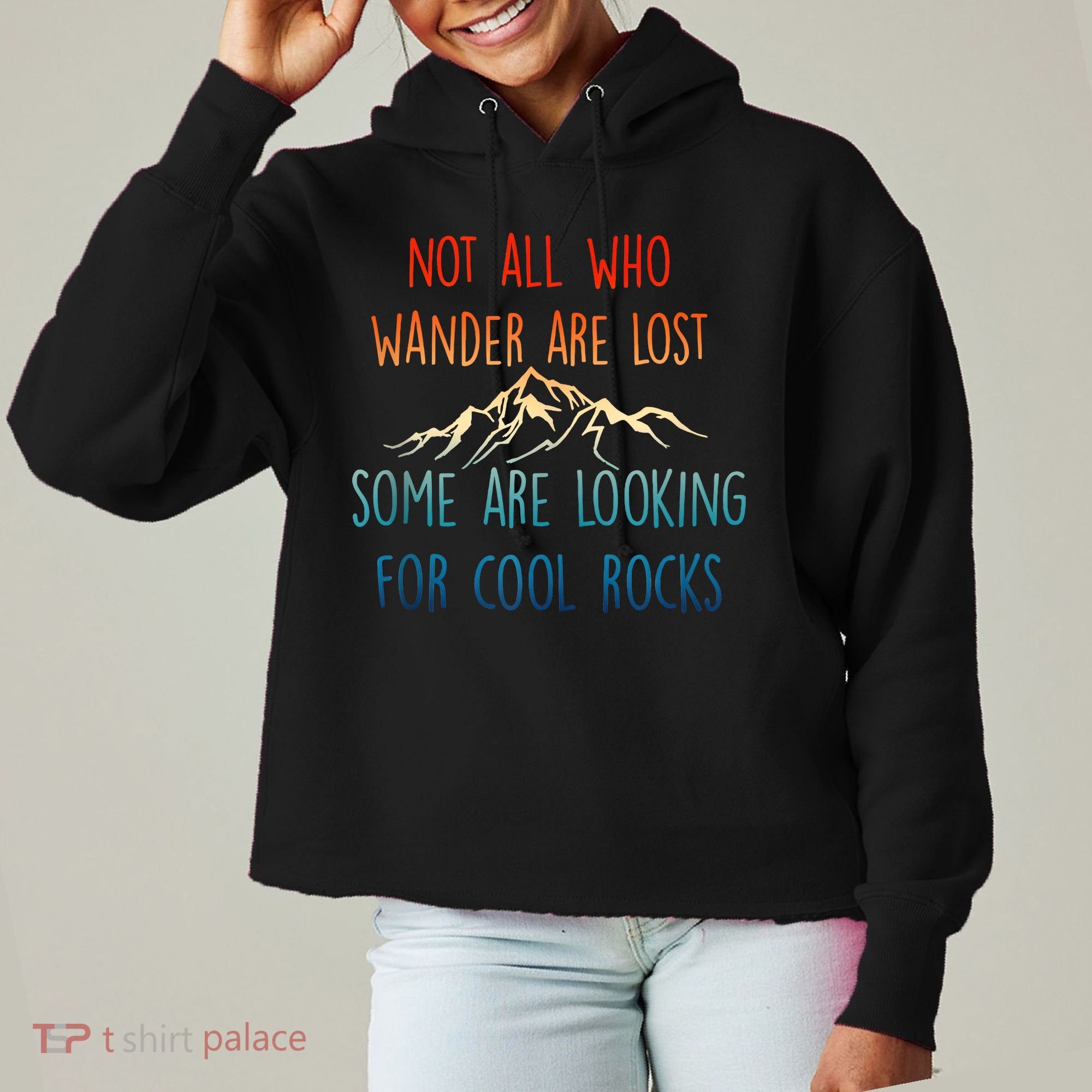 Not All Who Wander Are Lost Some Are Looking For Cool Rocks Ladies Heavyweight Boxy Pullover Hoodie