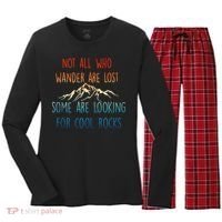 Not All Who Wander Are Lost Some Are Looking For Cool Rocks Women's Long Sleeve Flannel Pajama Set  thumb 0
