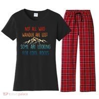 Not All Who Wander Are Lost Some Are Looking For Cool Rocks Women's Flannel Pajama Set thumb 0