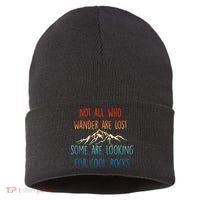 Not All Who Wander Are Lost Some Are Looking For Cool Rocks Sustainable Knit Beanie thumb 0