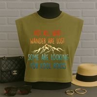 Not All Who Wander Are Lost Some Are Looking For Cool Rocks Garment-Dyed Women's Muscle Tee thumb 3