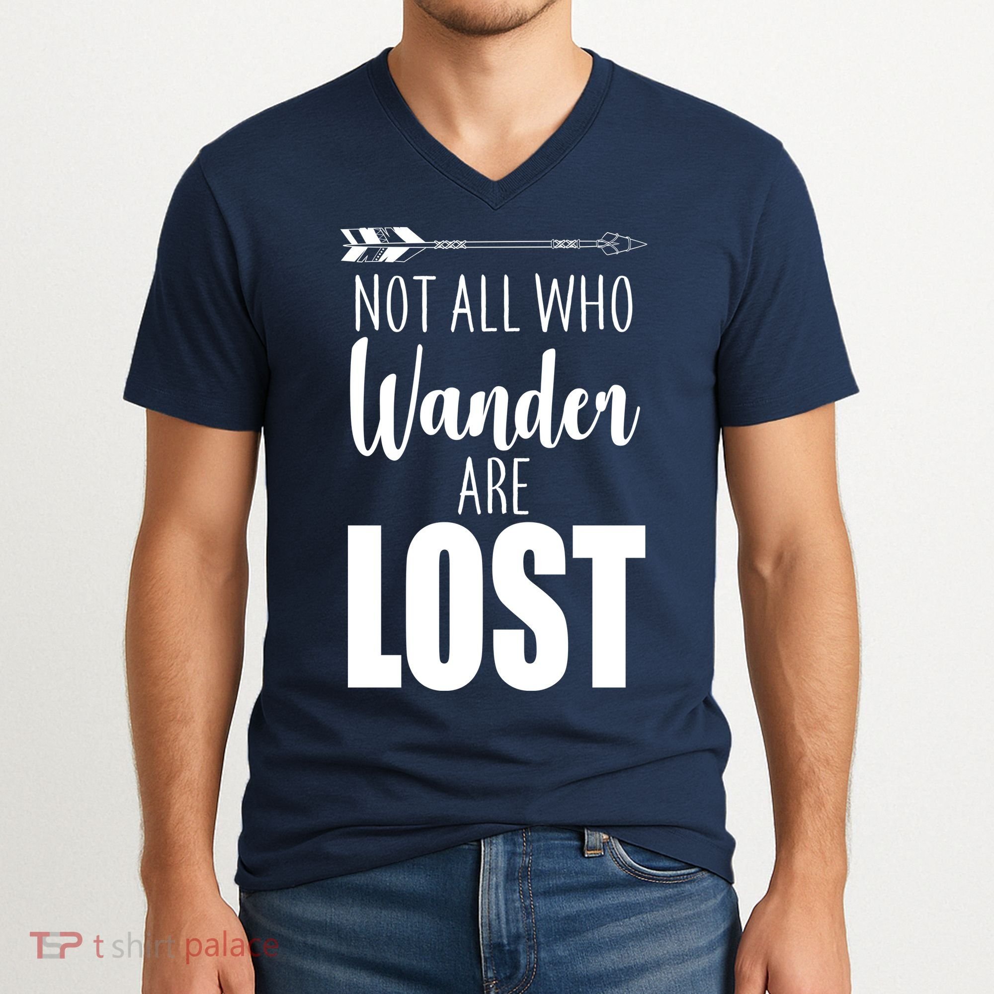 Not All Who Wander Are Lost Arrow V-Neck T-Shirt