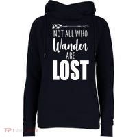 Not All Who Wander Are Lost Arrow Womens Funnel Neck Pullover Hood thumb 0