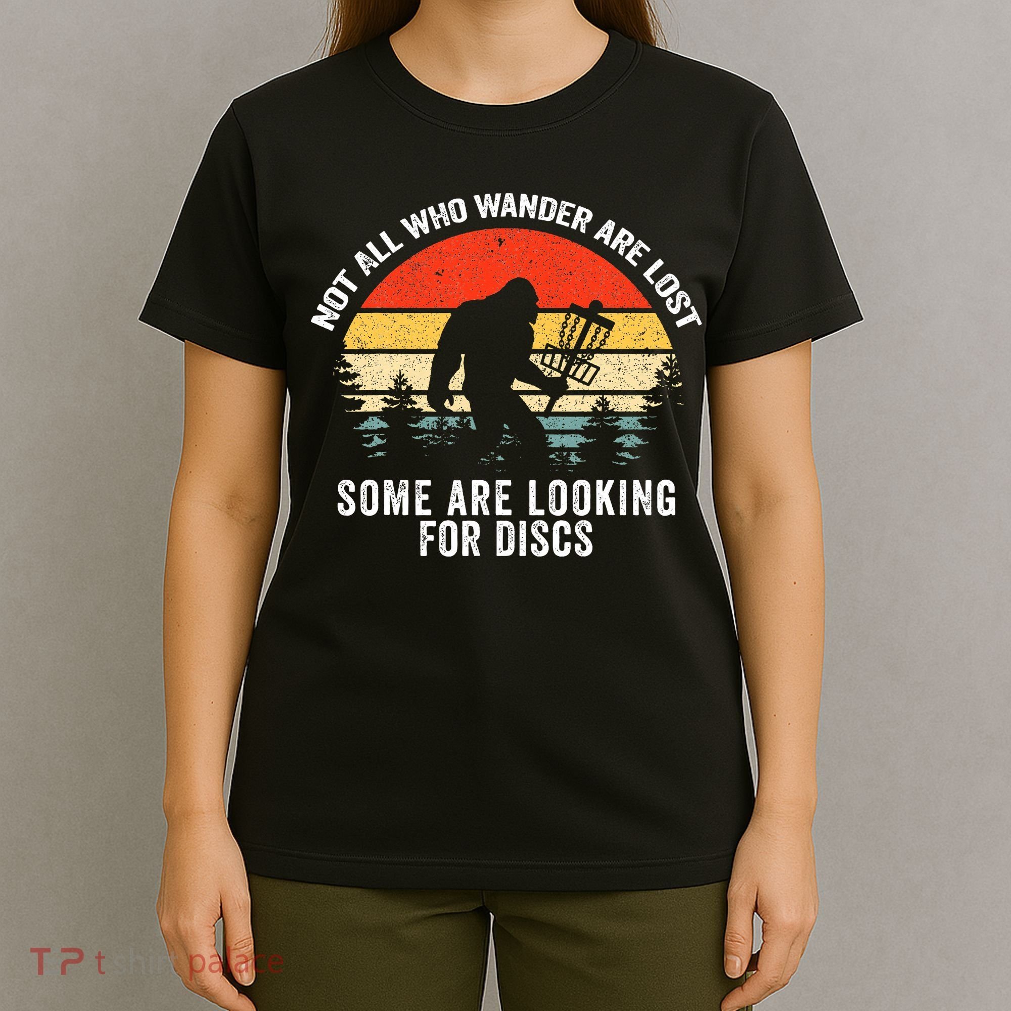 Not All Who Wander Are Lost Disc Golf Bigfoot Christmas T-Shirt