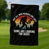 Not All Who Wander Are Lost Disc Golf Bigfoot Sasquatch Golf Towel thumb 1