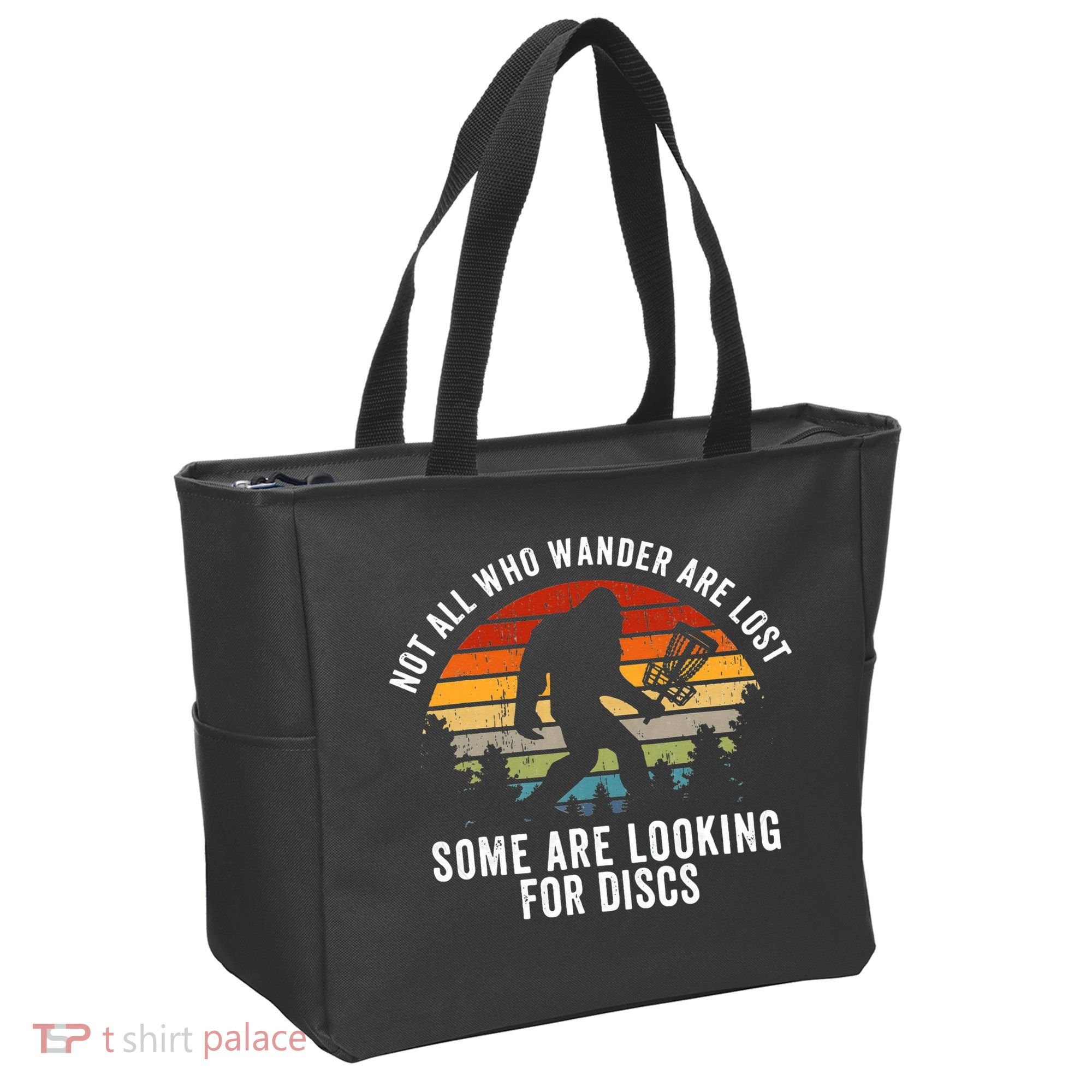 Not All Who Wander Are Lost Disc Golf Bigfoot Sasquatch Tote Bag
