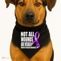 Not All Wounds Are Visible Domestic Violence Awareness USA-Made Doggie Bandana thumb 1