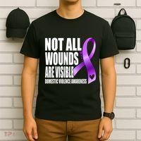 Not All Wounds Are Visible Domestic Violence Awareness T-Shirt thumb 6
