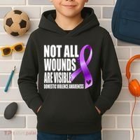Not All Wounds Are Visible Domestic Violence Awareness Kids Hoodie thumb 2