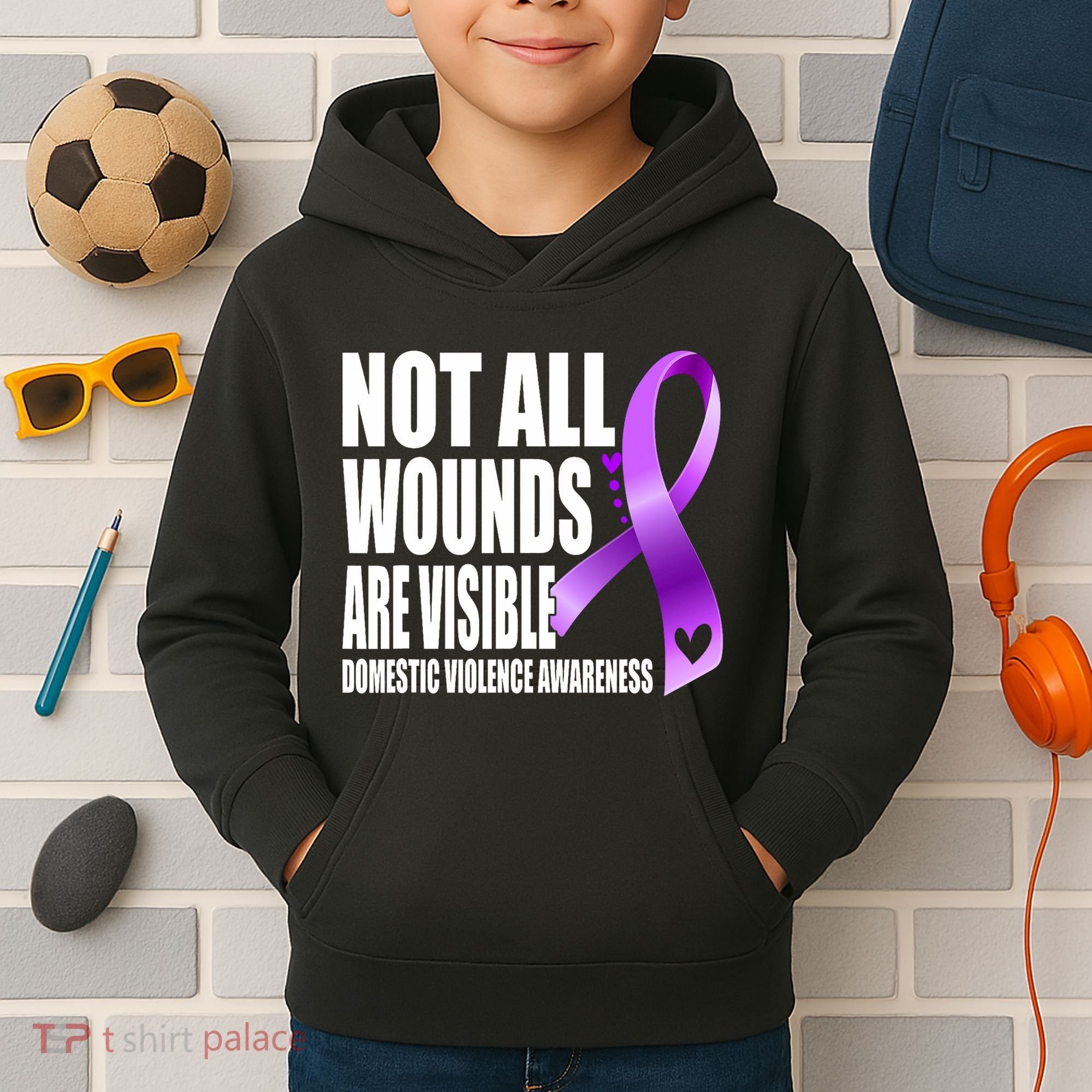 Not All Wounds Are Visible Domestic Violence Awareness Kids Hoodie