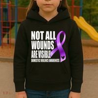 Not All Wounds Are Visible Domestic Violence Awareness Kids Hoodie thumb 3