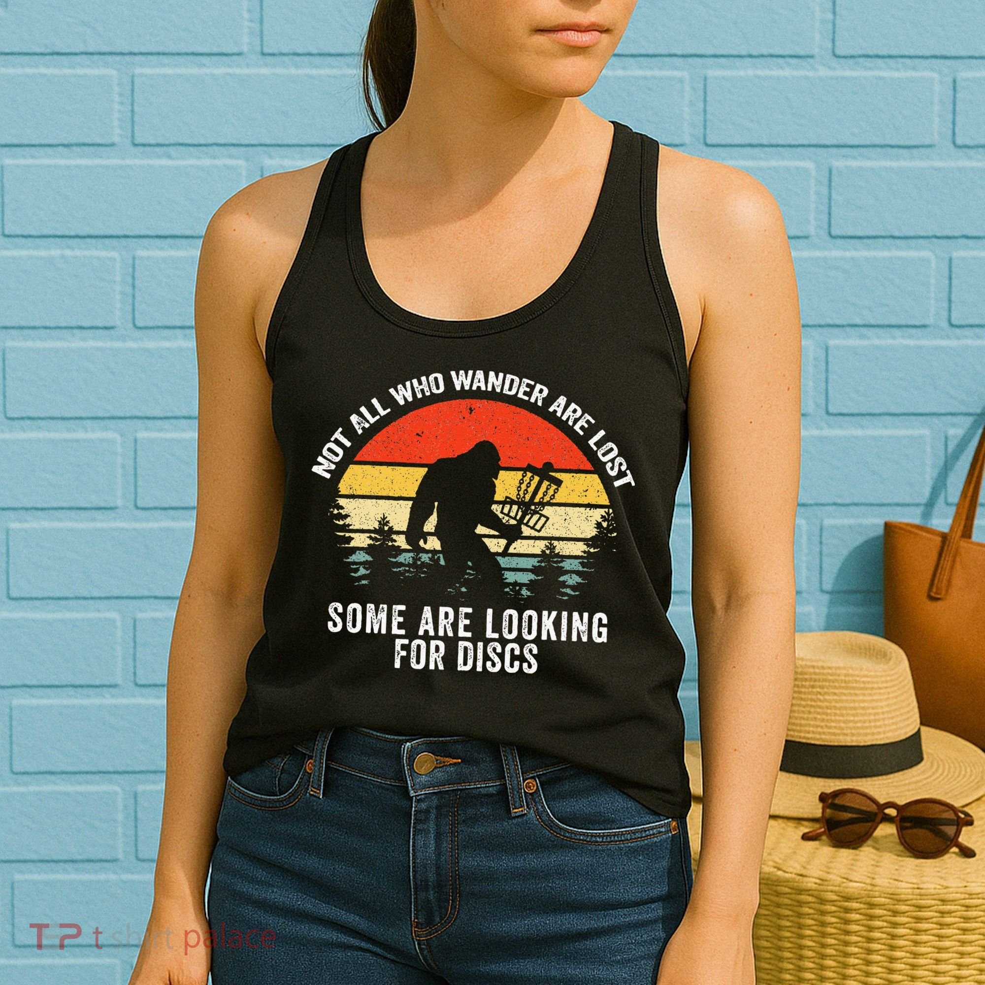 Not All Who Wander Are Lost Disc Golf Bigfoot Christmas Women's Tank Top