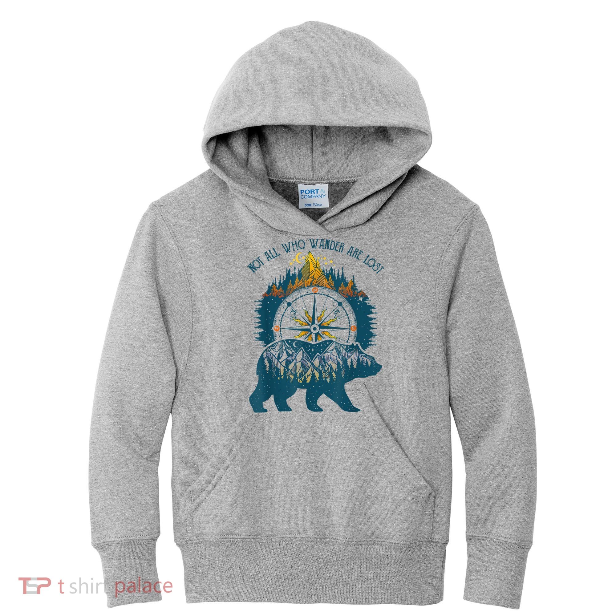 Not All Who Wander Are Lost Bear Camping Crew Happy Camper Kids Hoodie