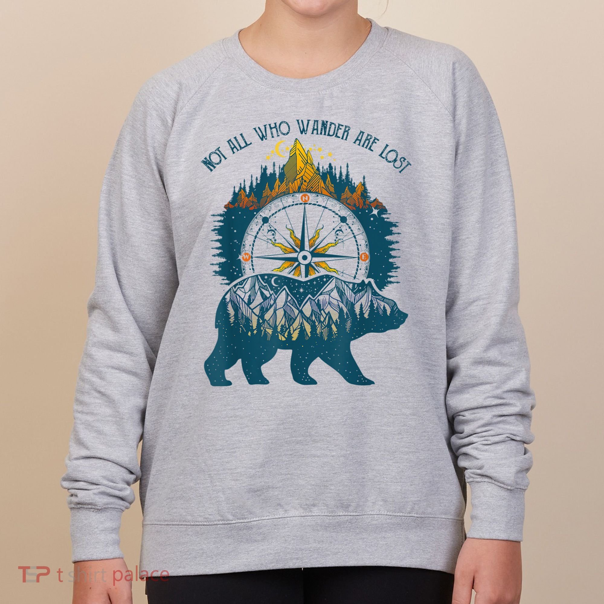 Not All Who Wander Are Lost Bear Camping Crew Happy Camper Women's Sweatshirt