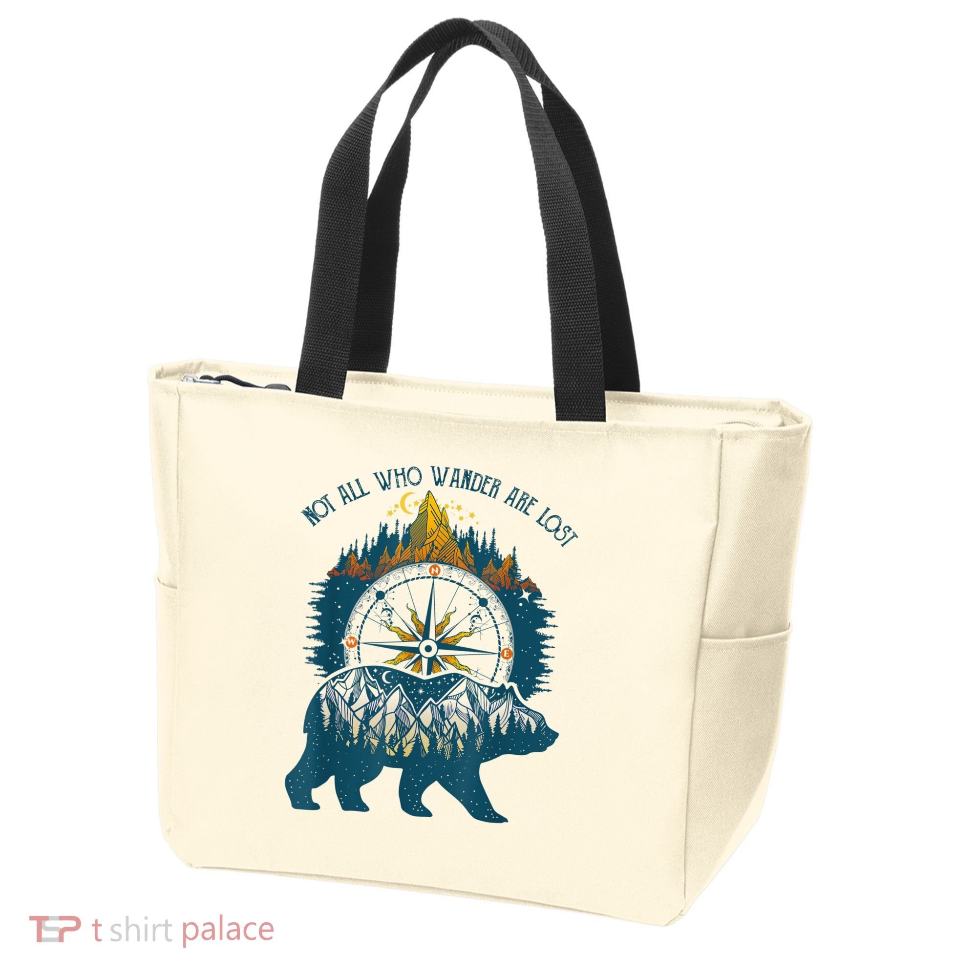 Not All Who Wander Are Lost Bear Camping Crew Happy Camper Tote Bag