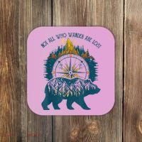 Not All Who Wander Are Lost Bear Camping Crew Happy Camper Coaster thumb 0