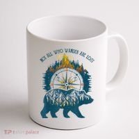 Not All Who Wander Are Lost Bear Camping Crew Happy Camper Coffee Mug thumb 1