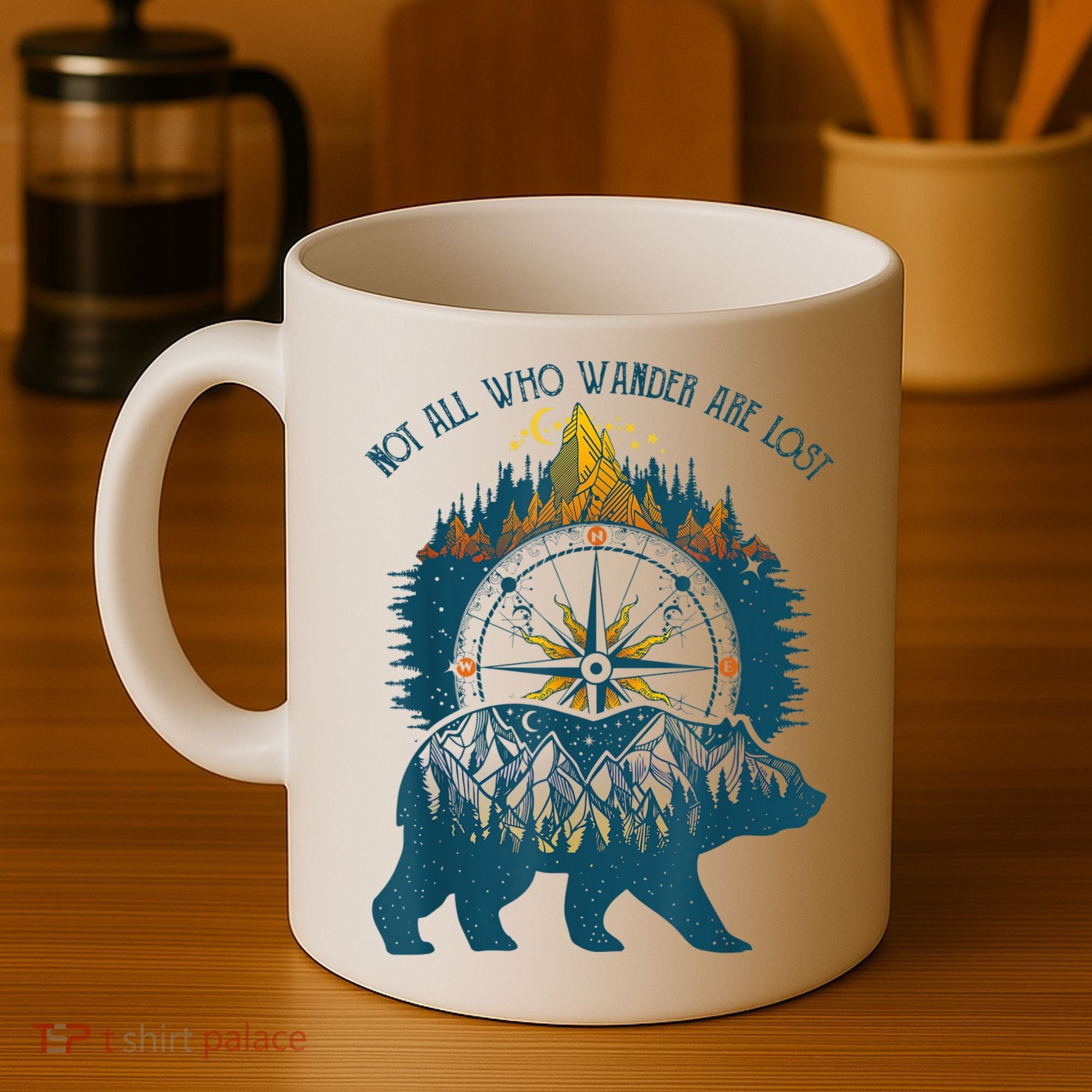 Not All Who Wander Are Lost Bear Camping Crew Happy Camper Coffee Mug
