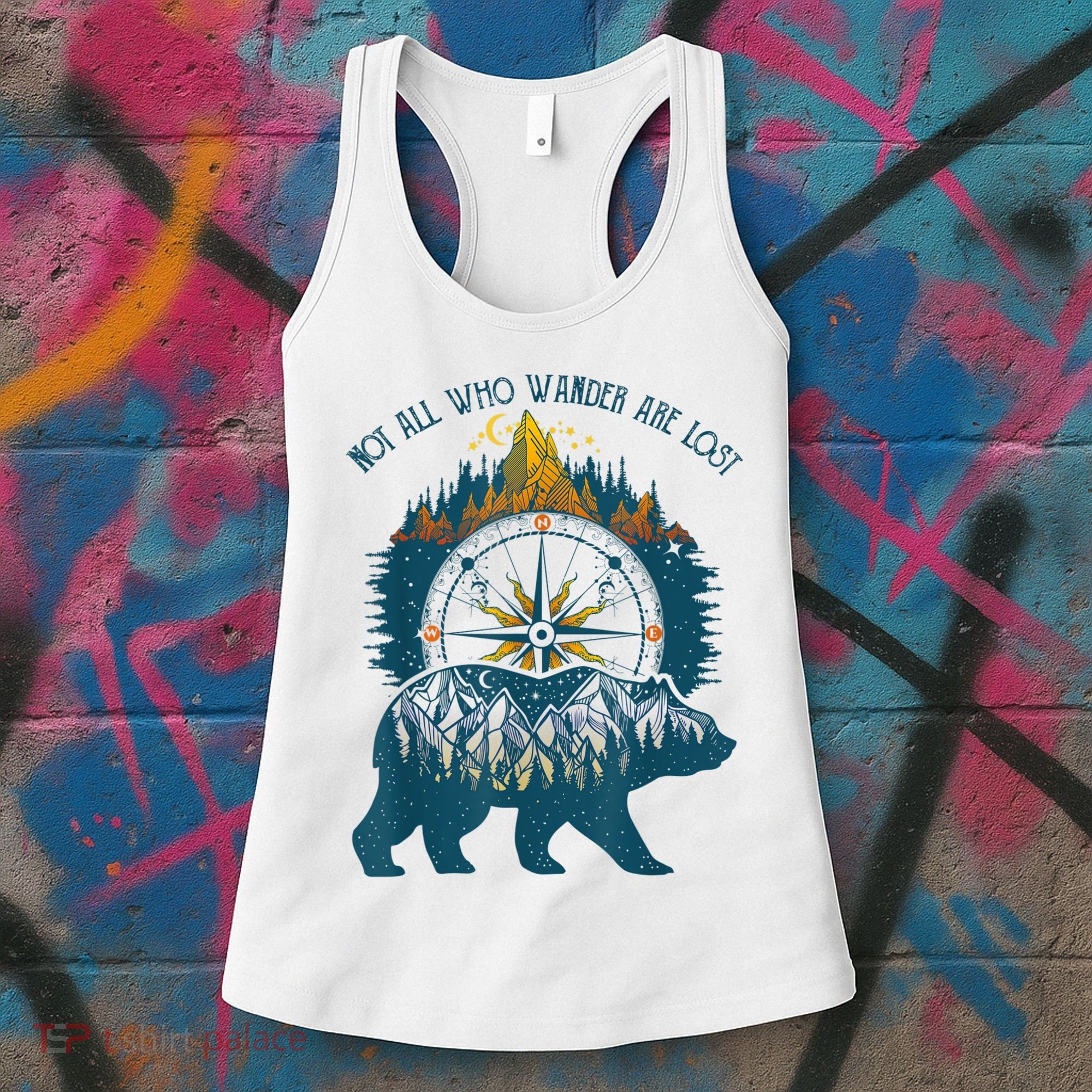 Not All Who Wander Are Lost Bear Camping Crew Happy Camper Women's Tank Top