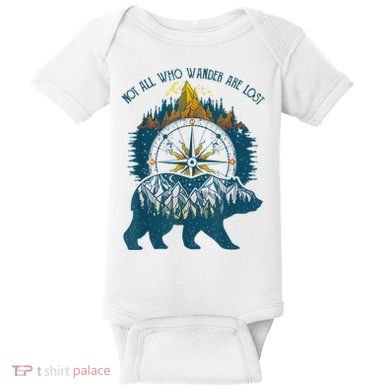 Not All Who Wander Are Lost Bear Camping Crew Happy Camper Baby Bodysuit