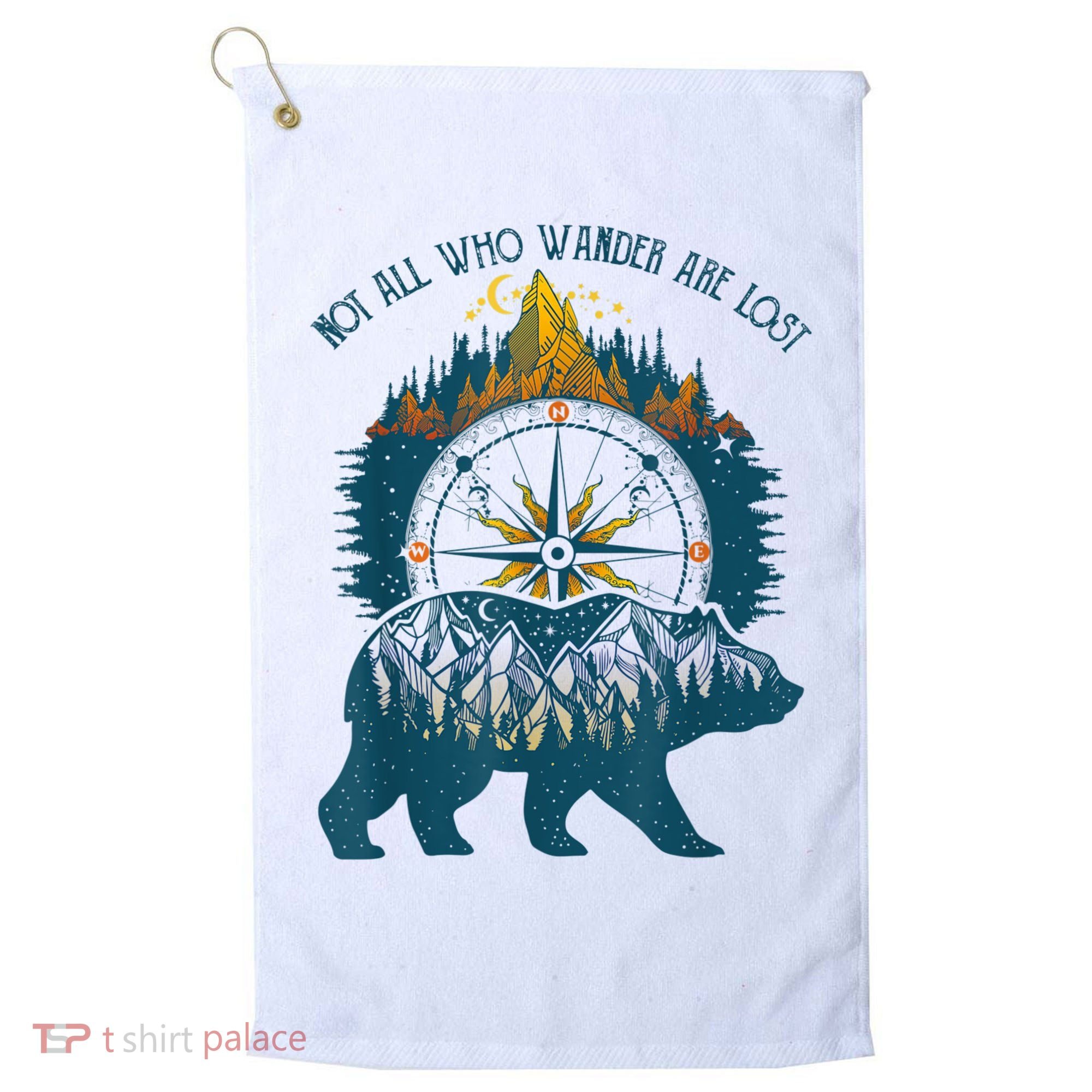 Not All Who Wander Are Lost Bear Camping Crew Happy Camper Golf Towel