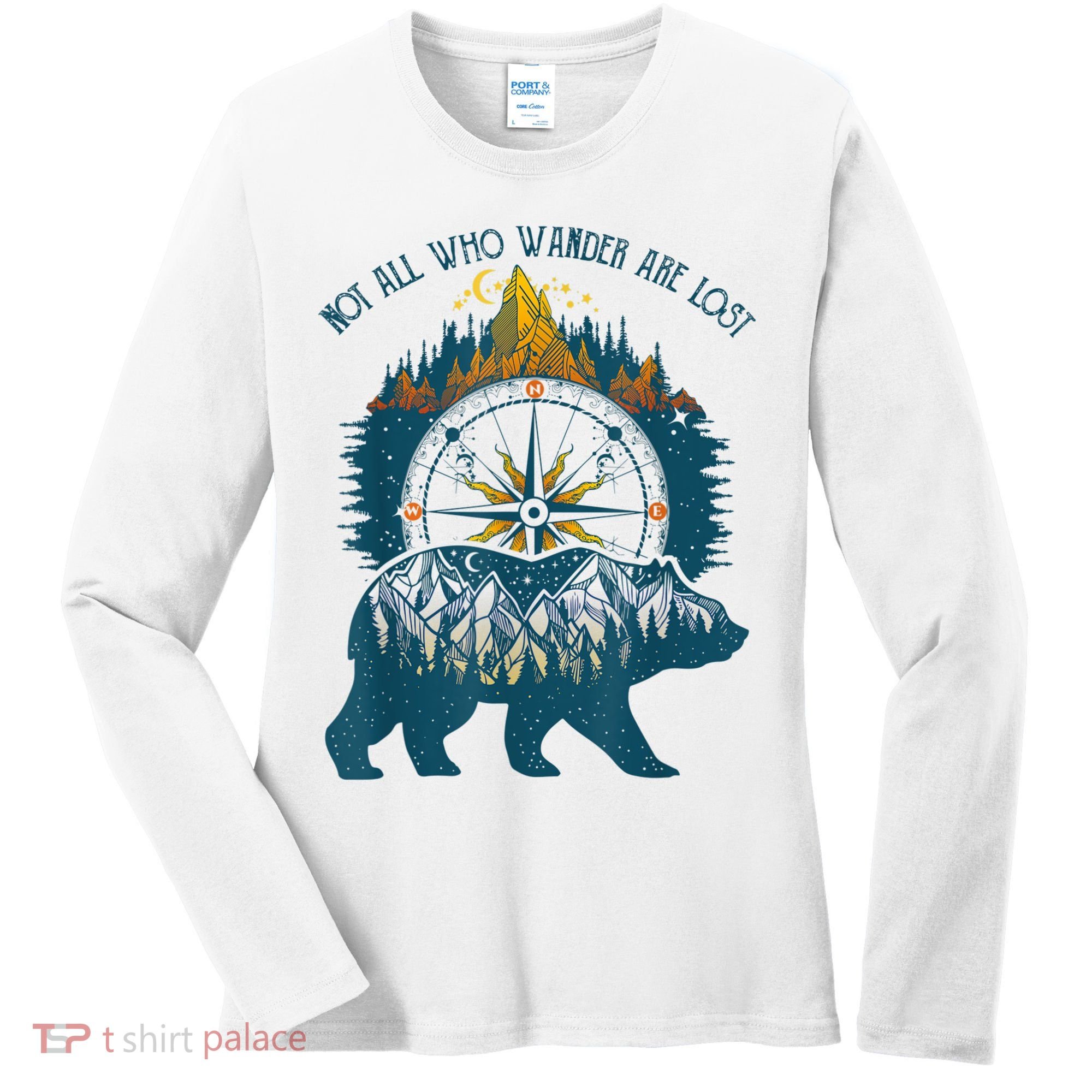 Not All Who Wander Are Lost Bear Camping Crew Happy Camper Women's Long Sleeve Shirt