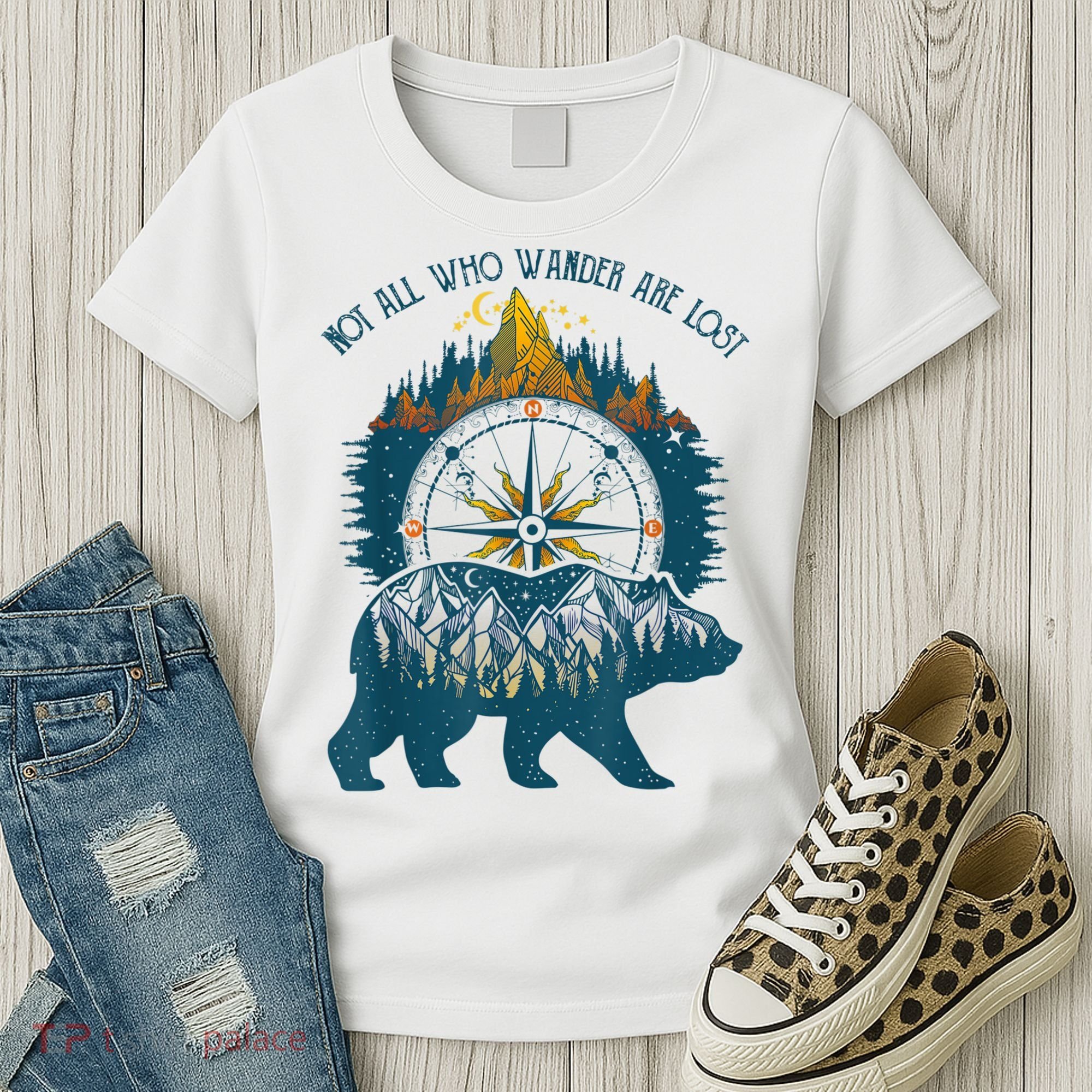 Not All Who Wander Are Lost Bear Camping Crew Happy Camper Women's T-Shirt