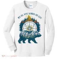 Not All Who Wander Are Lost Bear Camping Crew Happy Camper Kids Long Sleeve Shirt thumb 0