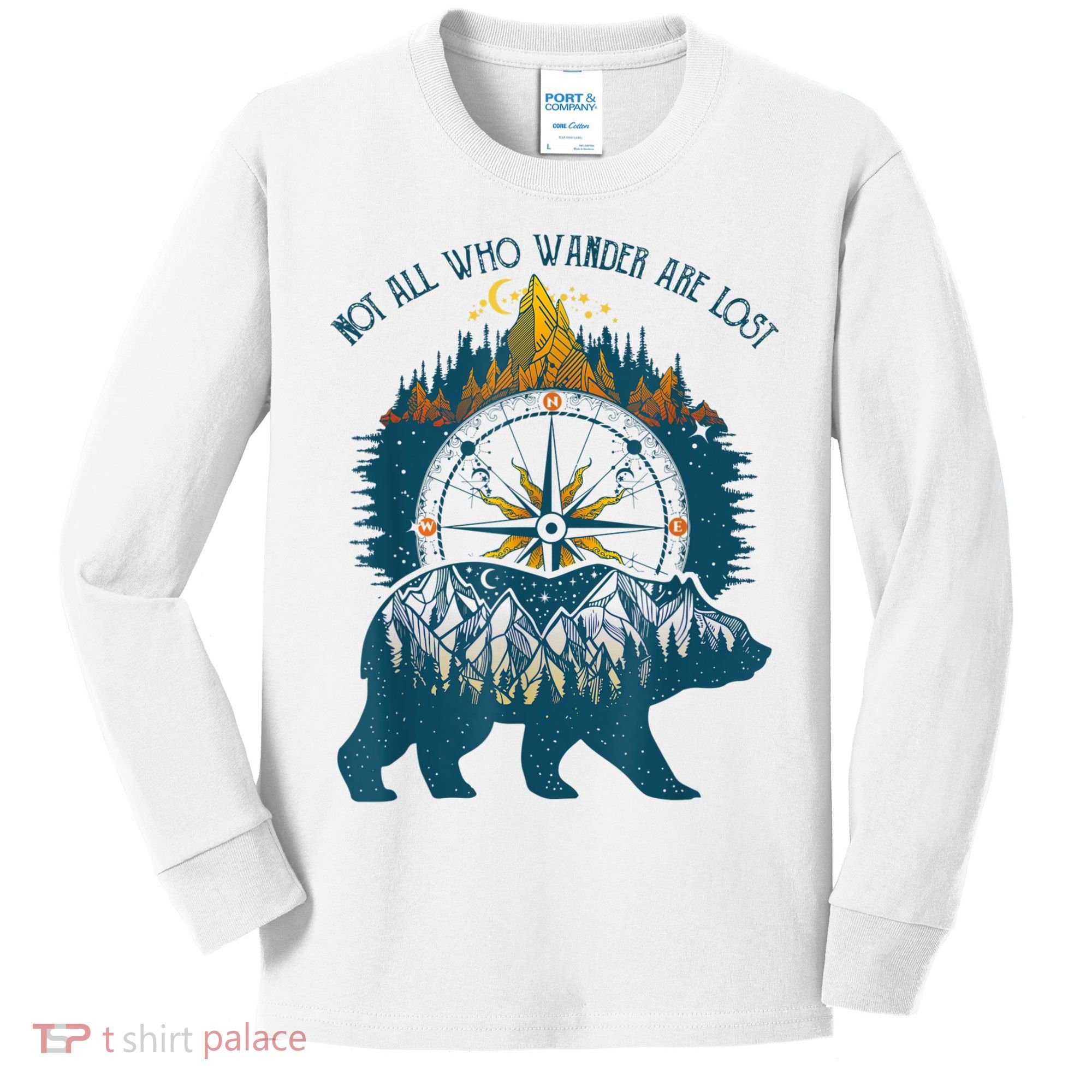 Not All Who Wander Are Lost Bear Camping Crew Happy Camper Kids Long Sleeve Shirt