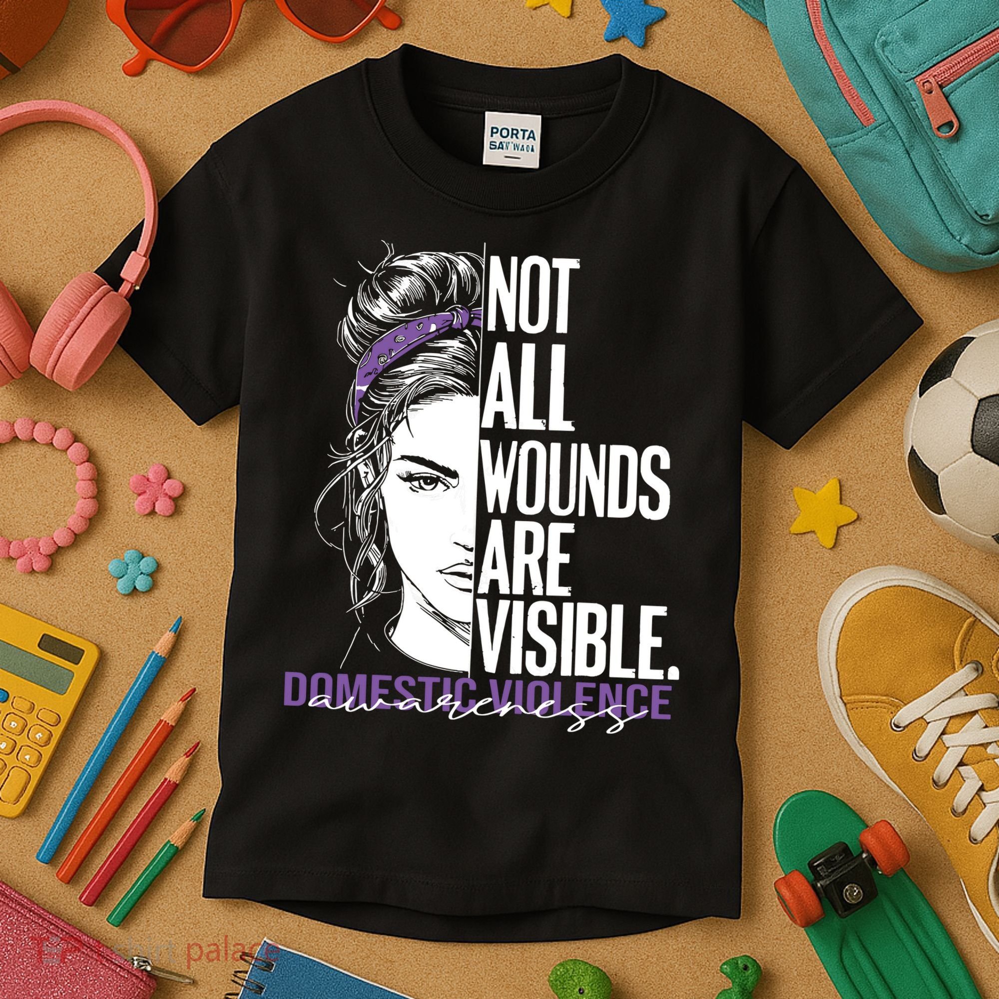 Not All Wounds Are Visible Women Domestic Violence Awareness Kids T-Shirt