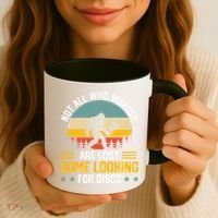 Not All Who Wander Are Lost Disc Golf Bigfoot Funny Golfing Coffee Mug thumb 3