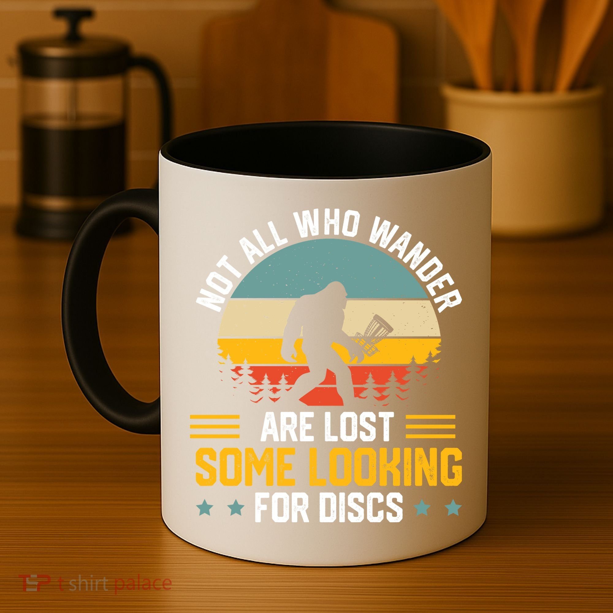Not All Who Wander Are Lost Disc Golf Bigfoot Funny Golfing Coffee Mug
