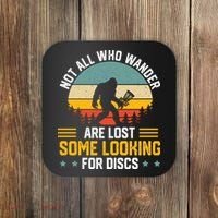 Not All Who Wander Are Lost Disc Golf Bigfoot Funny Golfing Coaster thumb 0