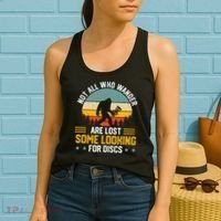 Not All Who Wander Are Lost Disc Golf Bigfoot Funny Golfing Women's Tank Top thumb 2