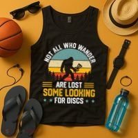 Not All Who Wander Are Lost Disc Golf Bigfoot Funny Golfing Tank Top thumb 4
