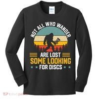 Not All Who Wander Are Lost Disc Golf Bigfoot Funny Golfing Kids Long Sleeve Shirt thumb 0