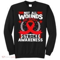 Not All Wounds Are Visible  Stroke Awareness Red Ribbon Sweatshirt thumb 0