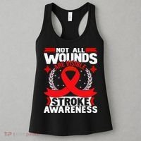 Not All Wounds Are Visible  Stroke Awareness Red Ribbon Women's Tank Top thumb 3