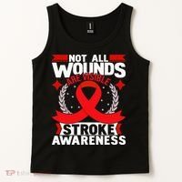 Not All Wounds Are Visible  Stroke Awareness Red Ribbon Tank Top thumb 2