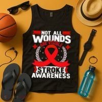 Not All Wounds Are Visible  Stroke Awareness Red Ribbon Tank Top thumb 4