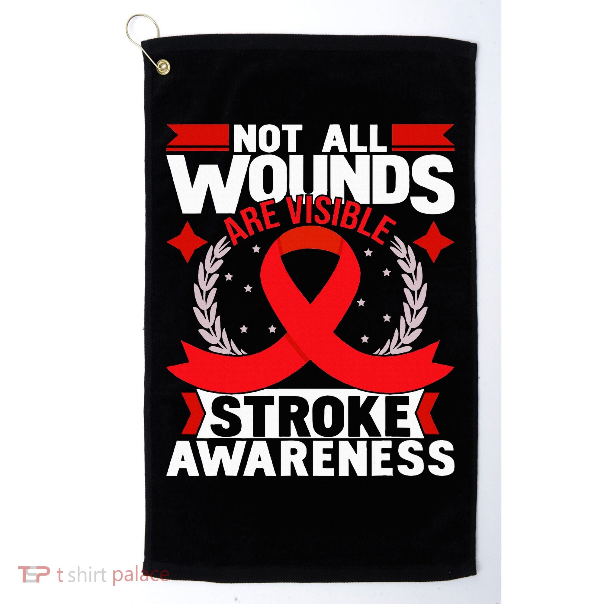 Not All Wounds Are Visible  Stroke Awareness Red Ribbon Golf Towel